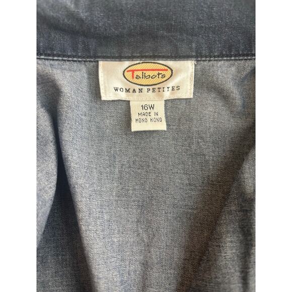 Talbots Woman Petites 16W Denim Double Breasted Jacket/Blazer with Tie - Picture 5 of 14